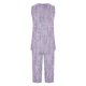 thumbnail image 4 of Conjunto de Verano para las Mujeres Impreso Casual sin Mangas Plisado Superior Y Pantalones Recortados, Cuello Redondo Conjunto de Dos Piezas, 4 of 8