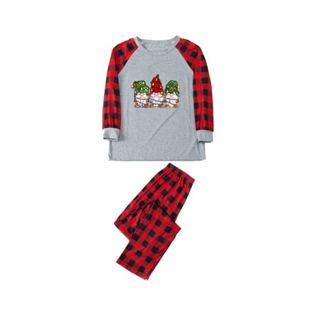 

Leutsin Parent-child Warm Christmas Suit Homewear Pajamas Long-sleeved Trousers Two-piece Set（Mom）