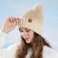 thumbnail image 5 of Miqool Women's Winter Pompom Hats Warm Thermal Fleece Lined Knit Hat Cold Weather Skull Cap for Girls, 5 of 5