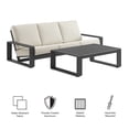 thumbnail image 3 of 2 pcs Lounge Sectional Sofa Table Set, White, Aluminum, Outdoor Patio Balcony Cafe Bistro Garden Hospitality Restaurant, Modern Contemporary, HB37977, 3 of 9