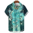 thumbnail image 3 of Summer Men's Social Casual Vintage Floral Hawaiian Oversize Short Sleeve Shirt Street Luxury Dragon Pattern Element Clothing Hot, 3 of 6