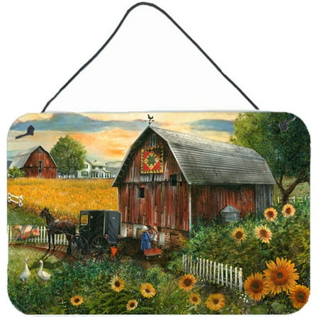 Paradise Plaque - Caroline's Treasures Sunflower Country Paradise Barn by Tom Wood Painting Print Plaque
