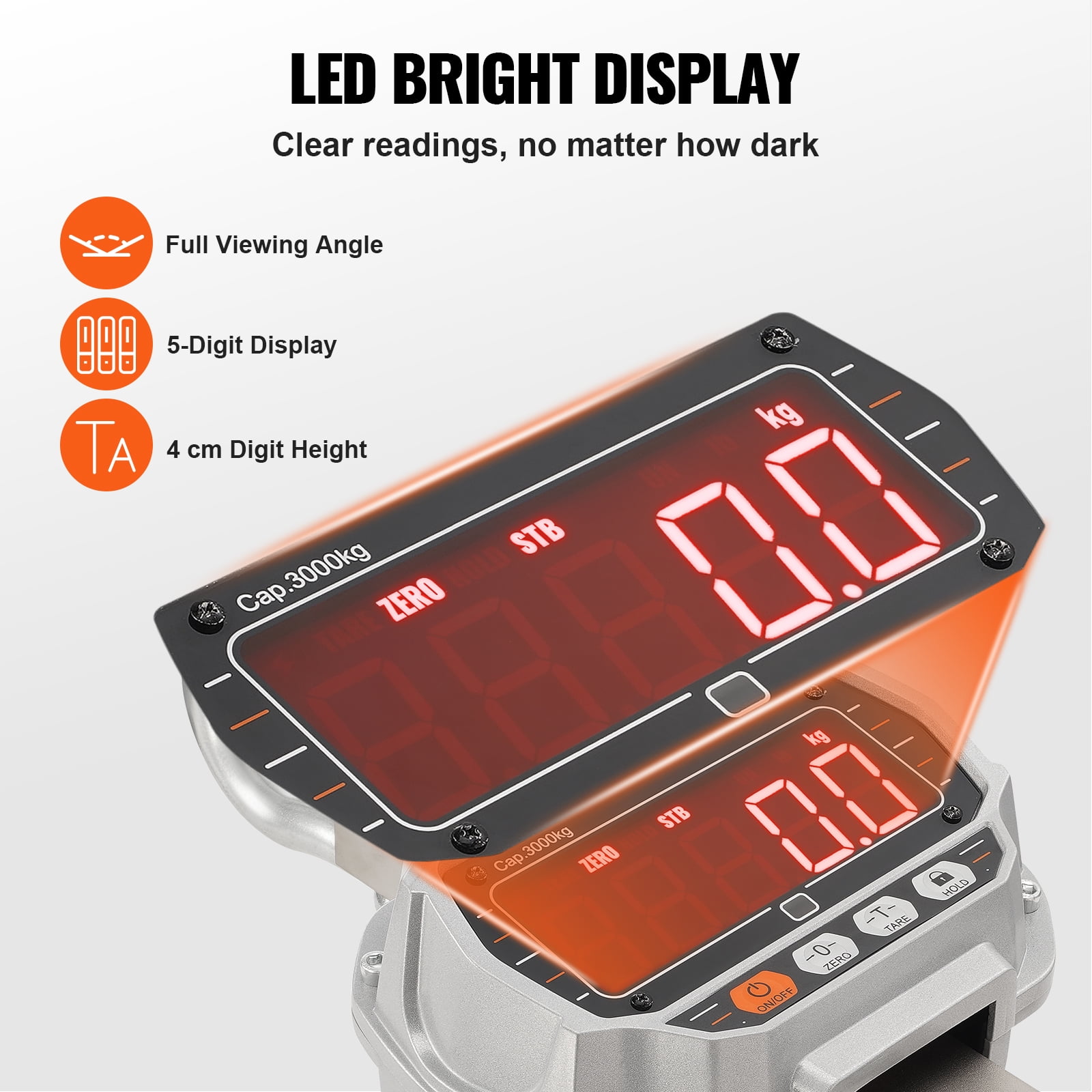 KFFKFF Digital Crane Scale Industrial Hanging Scale 6600 lbs/3000 kg Heavy Duty