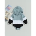 thumbnail image 3 of Elippeo Baby Long Sleeve Jumpsuit 6M 12M 18M 24M 3Y Contrast Color Toddler Ribbed Hooded Rompers for Newborn Infant Cute Clothes, 3 of 9