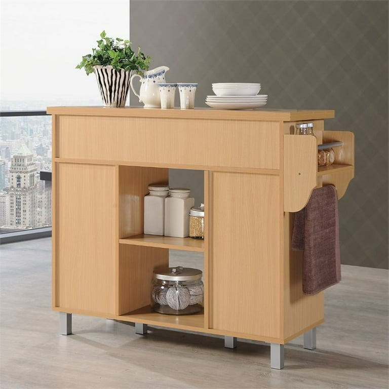 Hodedah kitchen island with 2025 spice rack plus towel holder