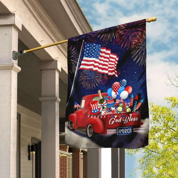 Flagwix American Flag American Red Truck Happy 4th Of July Flag Polyester Double-sided Printed House Flag