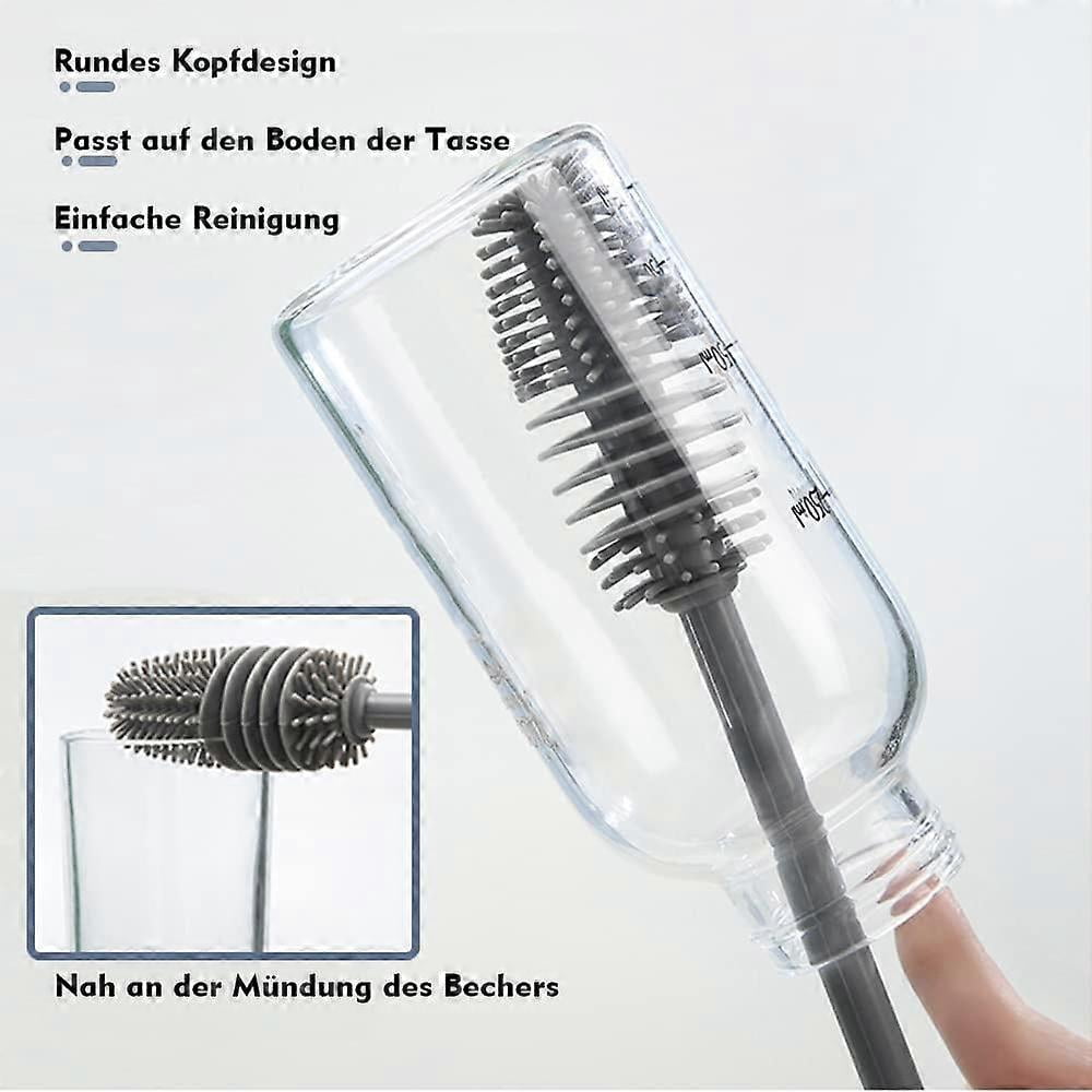 Bottle Brush, Long Handled Cleaning Brush, Silicone Dish Brush, 3