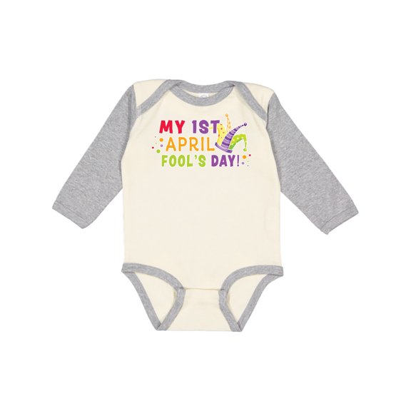 Inktastic My 1st April Fools Day with Jester Hat Boys or Girls Long Sleeve Baby Bodysuit