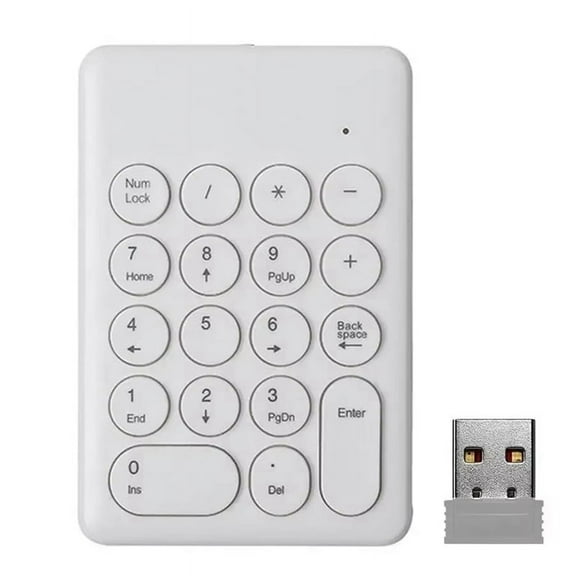 New 2.4G Wireless Digital Keyboard USB 18Keys Mini Numeric Keypad Numpad Accounting Teller for Laptop Notebook Tablets B,1 * 2.4G Wireless Digital Keyboard,White