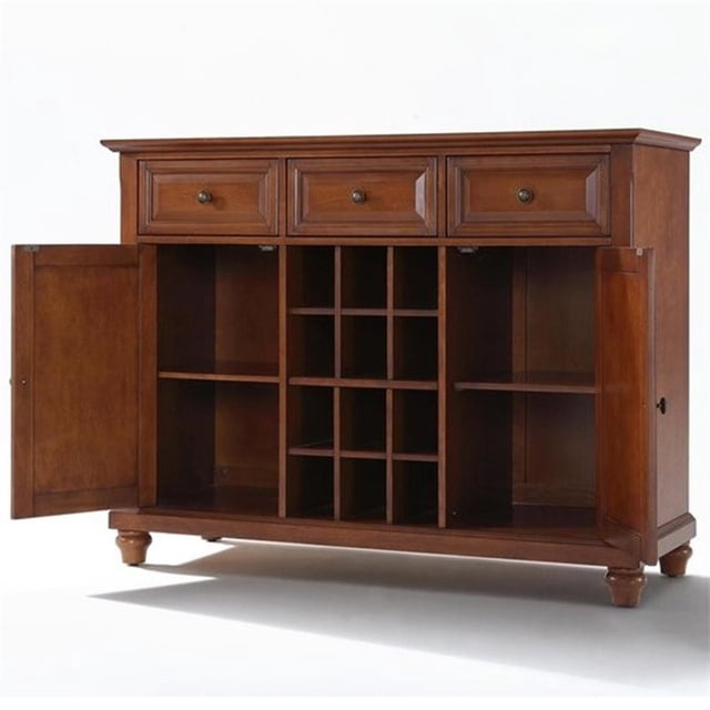 Crosley Cambridge 3 Drawer Wine Rack Buffet in Cherry