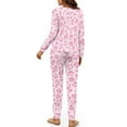 thumbnail image 3 of SCRAWLGOD Pink Leopard Print Women's Pajama Set Pullover Cozy Lounge Sets Lightweight Long Sleeve Sleepwear Casual Soft 2 Piece Pjs with Pockets & Elastic Band, L, 3 of 7
