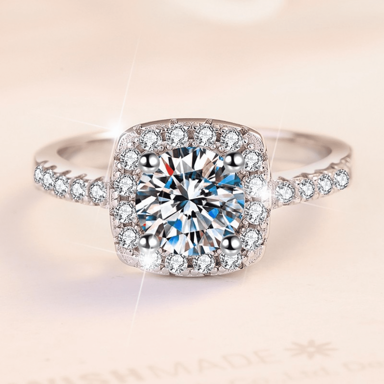 1 to 3 ct D Color VVS1 Moissanite Rings for Women S925 Sterling Silver Women Engagement Rings, Square Diamond Ring for Wedding Valentine's Day Birthday Gift with Certificate
