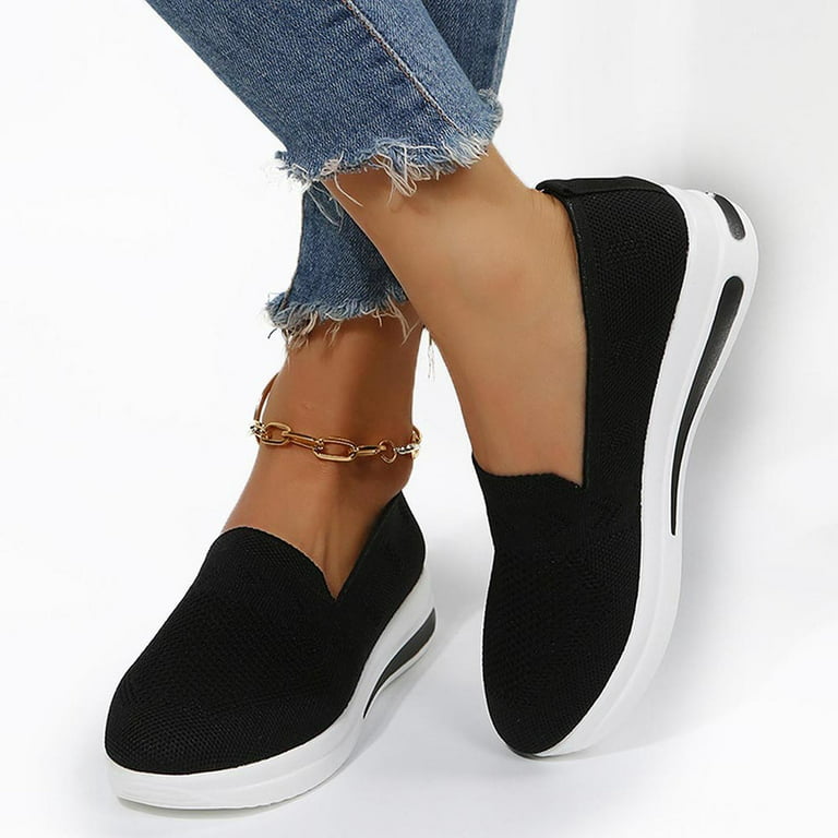 KBODIU Womens Slip Sneakers, Casual Sneaker, Round Toe Soft Comfortable Slip-ons Loafers Shoes, Summer Fashion Mesh Running Flats Black 39 - Walmart.com