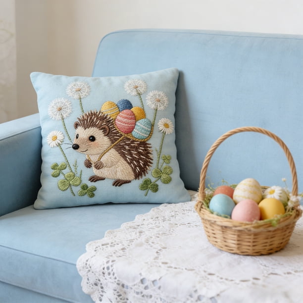 Uuiauoio One-sided Bunny Pillow Covers 18x18 Inch, Rabbit Pillows Covers, Floral Butterfly Throw Pillow Cover for Living Room Home Sofa Bedroom Decor, for Women Mom Friend