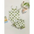 thumbnail image 2 of Coduop Baby Girls 2Pcs Outfit Set,Checkerboard Sleeveless Bodysuit and Shorts Two-piece Clothes Set, 2 of 9