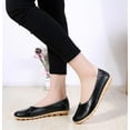 thumbnail image 4 of Women's Leather Shoes Loafers Solid Color Slip-ons Flat Shoes Comfortable Casual Walking Flats, 4 of 11