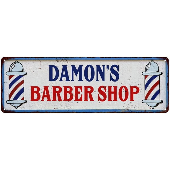 DAMON'S Barber Shop Hair Salon Metal Sign Retro 6x18 106180031102