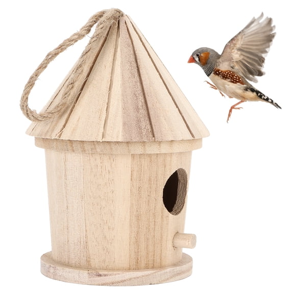 Round Wooden Birdhouse, Natural Nesting Box, Safe  Sturdy For Outdoor Birds