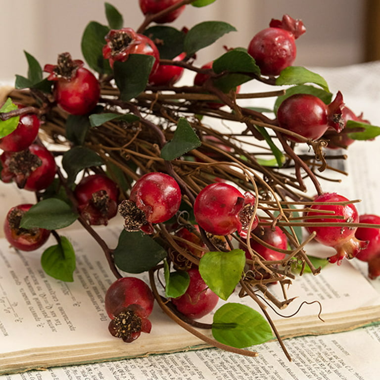 Faux Hawthorn Berry Stem - Red