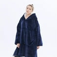 thumbnail image 4 of Flannel Autumn Winter Throw Blanket Plush Loose Mid Length Hooded Multi Functional Adult Blanket color:black, 4 of 8