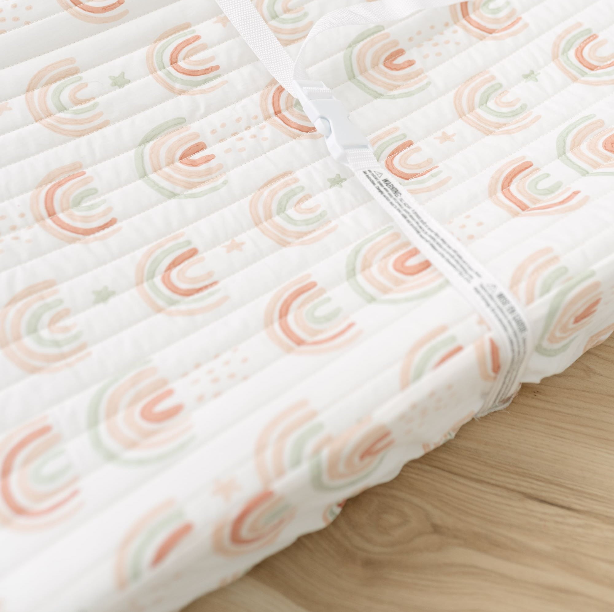 Crane Baby Changing Pad Cover, 100% Cotton Sateen Exterior Change Pad Cover, Boho Rainbow, 16" x 32", Fitted Changing Pad Covers, Changing Table Pad Cover For Nursery, Baby Registry or Shower Gift