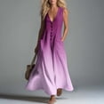 thumbnail image 2 of Sentmoon A Line Midi Dress Beach Dress 2026 Summer Gradient Color Sleeveless Button Down with Pockets Breathable Loose Fit Comfy Dress for Wedding Guest S-2XL, 2 of 8