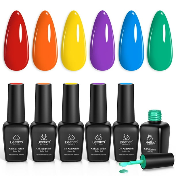 Set de esmaltes de uñas Beetles Summer Gel 6 colores Rainbow UV