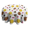 thumbnail image 4 of Colorful Softball and Fashion Icons Pattern Round Tablecloth 60"x60",Wrinkle Wipeable Table Cloth for Kitchen Dining Room Picnic Patio Party, 4 of 6