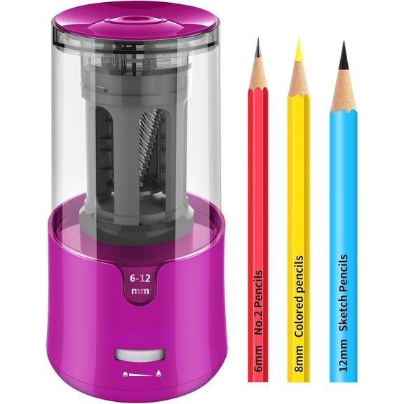 Electric Pencil Sharpener - Automatic Stop, Ultra-Sharp and Fast, Plug-in Sharpener for 6-12mm No. 2 Pencils/Colored Pencils - Classroom/Office/Home PS92