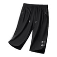 thumbnail image 3 of Men's Capri Pants 3/4 Joggers Gym/Workout/Hiking Below Knee Long Shorts Lightweight Quick Dry with Zipper Pockets Size L-5XL Black, 3 of 8