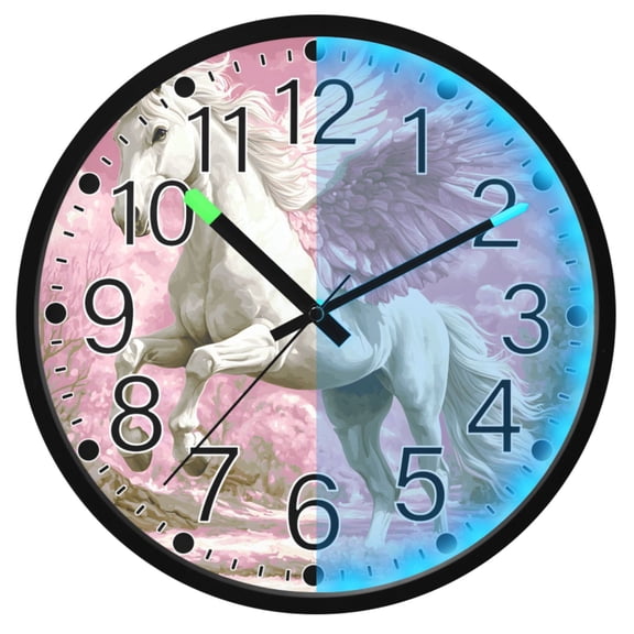 Ryvnso Unicorn1 12 Inch Night Light Wall Clock Silent Battery Operated Luminous Clocks