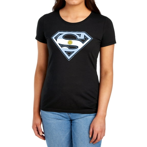 Superman Argentinian Shield Women's T Shirt, Black, Small