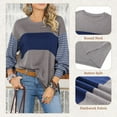 thumbnail image 5 of SWQZVT Long Sleeve Tops Oversized Round Crew Neck Casual Color Block Womens Shirts Blouses, 5 of 6