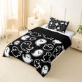 thumbnail image 2 of Homewish Happy Halloween Ghost Twin Comforter Sets,Outline Spooky Pattern Bedding Set,Black White,Black Reversible,2pcs,1 Comforter and 1 Pillowcase, 2 of 7