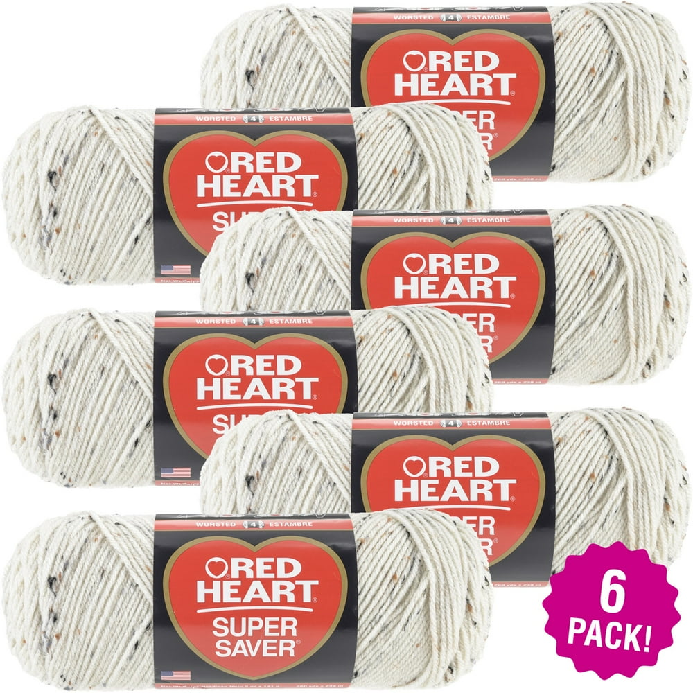 Red Heart Super Saver Yarn Aran Fleck, Multipack of 6