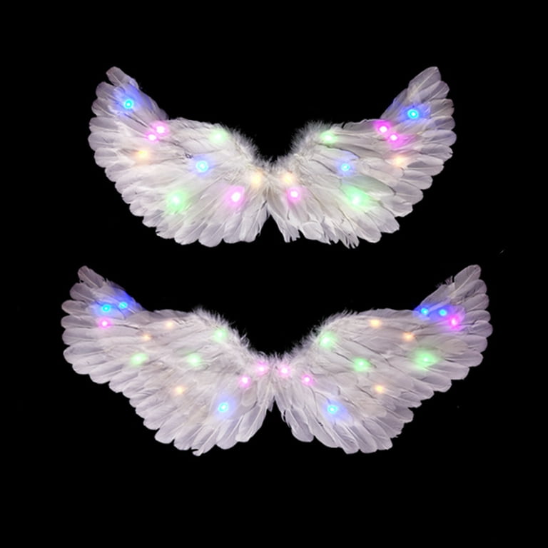 Angel Light Up Angel Wings and Halos with LED Lights, White Angel Wings for Adult Women Kids Halloween Xmas Walmart.com