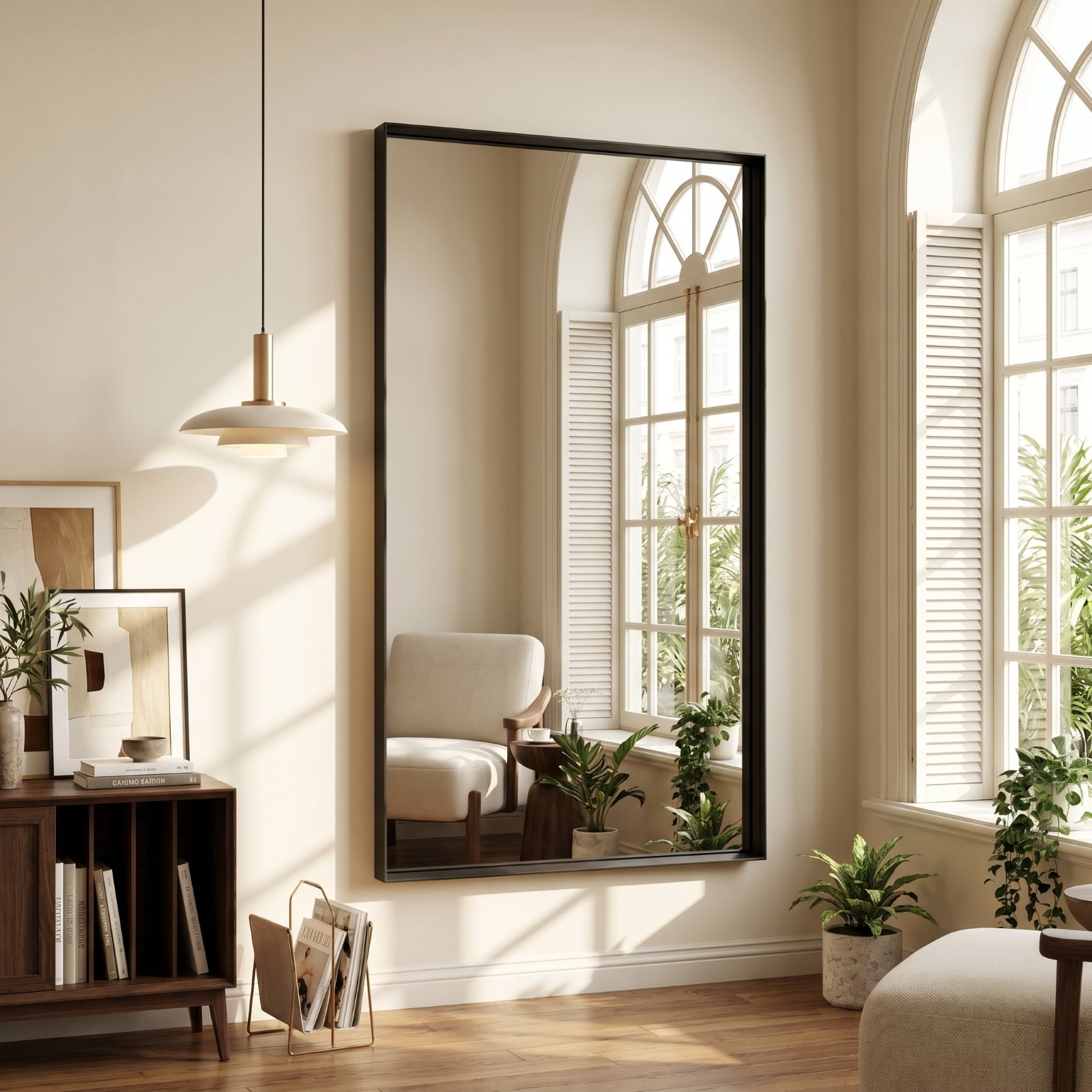 Gleamira 30"x55" Bathroom Wall Mounted Mirror Vanity Rectangular Mirror with Deep Frame, Black