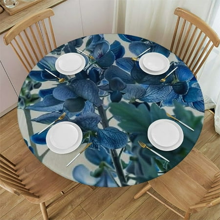 

SHERONV Flowers Blue White Round Table Cover Stain Resistant Washable Indoor Outdoor Tablecloth Kitchen Dining Wedding Parties Waterproof 100% Polyester Fiber 46-50