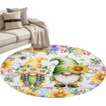 thumbnail image 2 of Round Area Rug 4 Ft, Sunflowers Washable Non-Slip Circle Carpet for Living Room/Bedroom, Spring Flowers Gnomes Hydrangea Daisy Wood Low-Profile Crawling Mats Collection Rugs for Indoor, 2 of 7