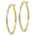 thumbnail image 2 of 10K Two-Tone Gold Earring Hoop Women'S 30 mm 22.6 Rhodium Oval Hinged Earrings, 2 of 3