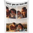 thumbnail image 4 of Custom Blanket with Photos and Text Customized Blanket Personalized Flannel Throw Blankets for Adult Kid Birthday Christmas Halloween Mothers Fathers Valentines Day Gift. (5 Photos, 48X32inch), 4 of 6