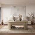 thumbnail image 2 of 47-Inch Lift Top Wood Coffee Table with Hidden Storage Compartment and Open Shelf for Living Room, Fluted Oval Center Tea Table with Wooden Lift-Top for Apartment, Small Space, Brown, 2 of 10