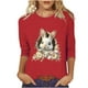 thumbnail image 2 of Xuyuer Ladies' Easter Print Round Neck Three Quarter Sleeve 3/4 Sleeve T-shirt Loose Tops Casual Loose Fit Crewneck T Shirts Tunic Tops, 2 of 5