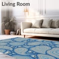 thumbnail image 2 of ODIKA 4'x6' Machine Washable Non-Slip Area Rug, Oceanic Tidepool Artwork with Nautilus Shells and Pebble Details High Traffic Rug with Pad, Blue, 702386, 2 of 8