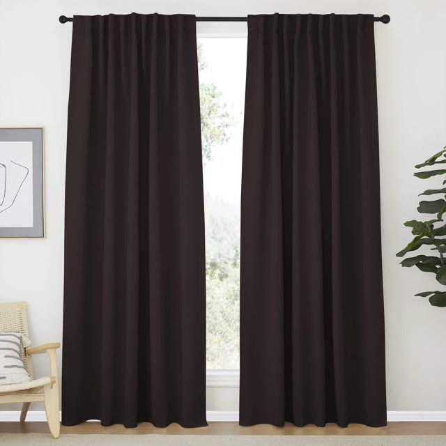 Window Curtains Blackout Drapery Panels (Toffee Brown Color) 70