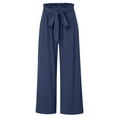 thumbnail image 2 of Baqcunre Work Pants For Women Wide Leg Pants For Women High Waisted Tied Belt Palazzo Pants Baggy Flowy Summer Beach Pants With Pockets Flare Pants Pants For Women Blue XXL, 2 of 6