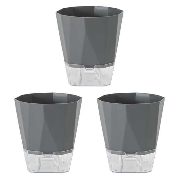 Maceta de riego automático de 3 piezas, contenedor para flores, colección ligera 17 cm gris