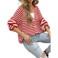 thumbnail image 3 of Liacowi Women Juniors Knit Cardigan Long Sleeve Sweater Striped Knitwear Coat Fall Casual Tops Loose Outwear for Teen, 3 of 9