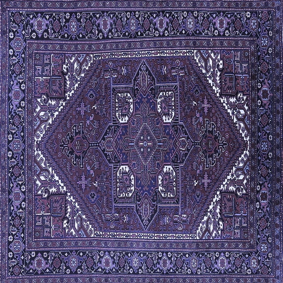 Ahgly Company Indoor Square Persian Blue Traditional Area Rugs, 7' Square