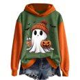 thumbnail image 4 of GuzomFashion Womens Army Green Hall-oween Hoodie - Ghost Pumpkin Bat Graphic, 100% Polyester, S-XXXXXL,Size M, 4 of 5